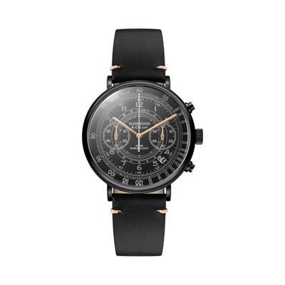 Men's chronograph watch with black leather strap